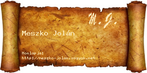 Meszko Jolán névjegykártya